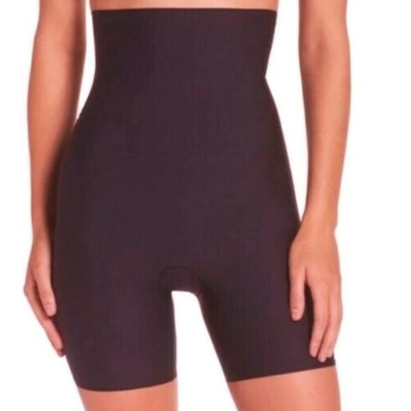 Yummie High Waist Mid Thigh Short Shaper S/M Chocolate - Picture 1 of 3